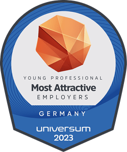 Siegel mit Text Young Professional Most Attractive Employers Germany Universum 2023